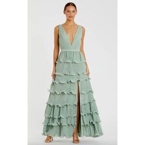 Mac Duggal Mint Green Ruffled Maxi Dress